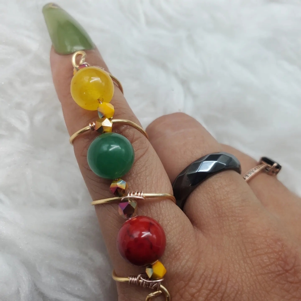 Hand Crafted Multicolor Beaded Ring - image 3